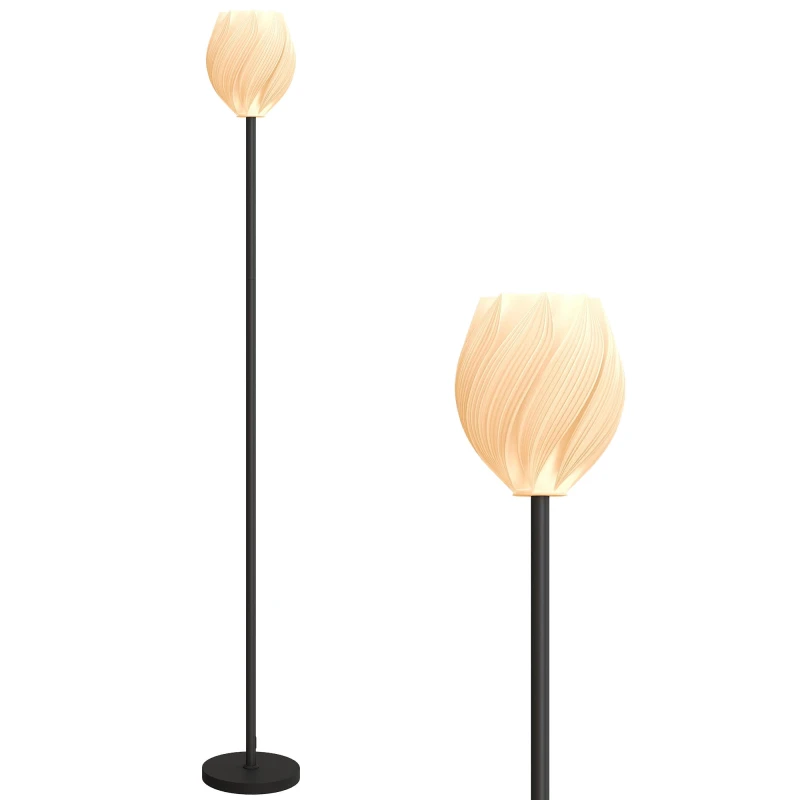 Image of HOMCOM 3D Printed Standing Lamp with Shade, E27 Holder without Bulb, White B31-555V71BK