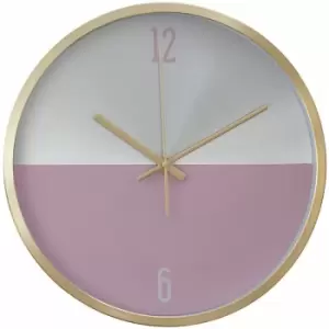 Image of Wall Clock Silver / Pink Finish Gold Frame Clocks For Living Room / Bedroom / Contemporary Style Round Shaped Design Metal Clocks 4 x 30 x 30