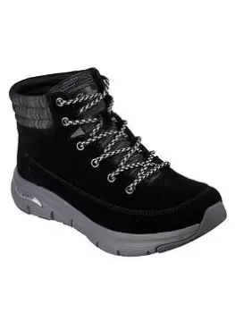 Image of Skechers Arch Fit Smooth Padded Lace Up Hiker Boot, Black, Size 6, Women