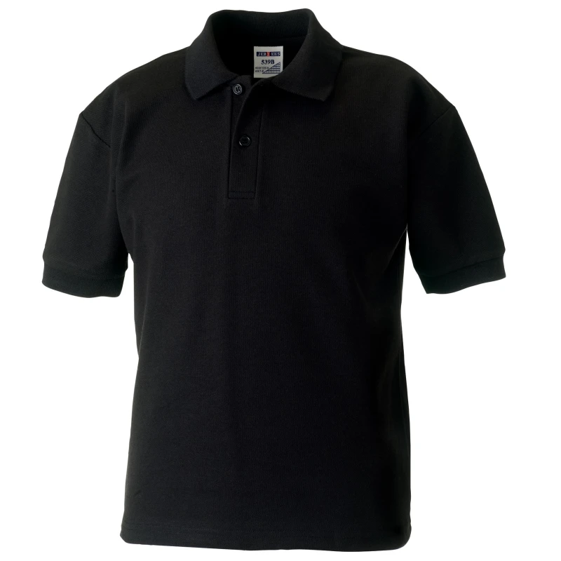 Image of Jerzees Schoolwear Jerzees Schoolgear 65 35 Pique Polo Shirt in Black Size: 3-4 Years Black Unisex 3-4 Years