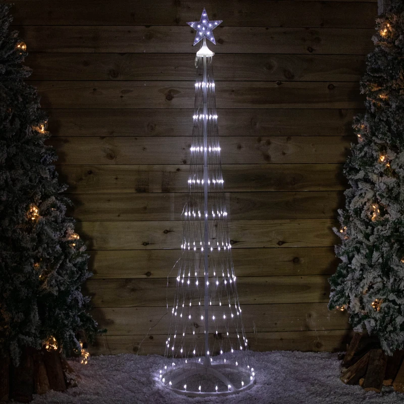 Image of 2.5m Light up Christmas Cone Tree with 320 White LEDs and Timer Function
