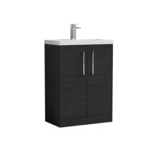 Image of Nuie Arno Compact 600mm Floor Standing 2 Door Vanity & Ceramic Basin - Charcoal Black
