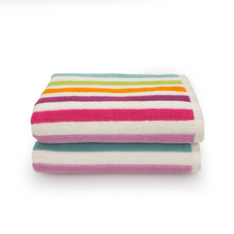 Image of Allure Bath Fashions Cali Multicoloured Striped Bath Towels - Pack Of 2
