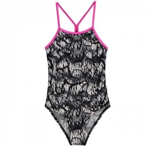 Image of Slazenger Bound Back Swimsuit Junior Girls - Black/Red/White