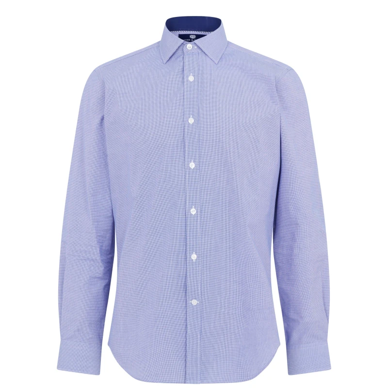 Image of Haines and Bonner Hugh Tailored Puppytooth Shirt - Blue Blue 37