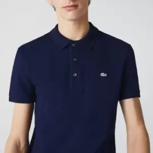 Image of Mens Slim fit Lacoste Polo Shirt in stretch petit pique Size 2 - XS Navy Blue