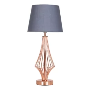 Image of Jaspa Copper Table Lamp with Grey Aspen Shade