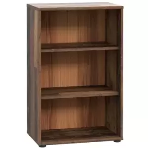 Image of Forte Modern & Slim 3 Tier Bookcase Shelving Unit - Vintage Wood - Brown