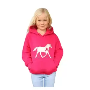 Image of British Country Collection Childrens/Kids Champion Pony Hoodie (7-8 Years) (Fuchsia)