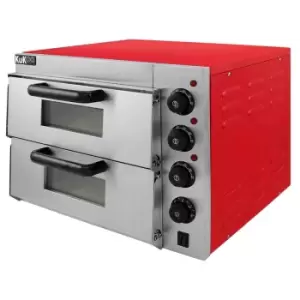 Image of KuKoo 10321 16" Twin Deck Electric Pizza Oven - Red