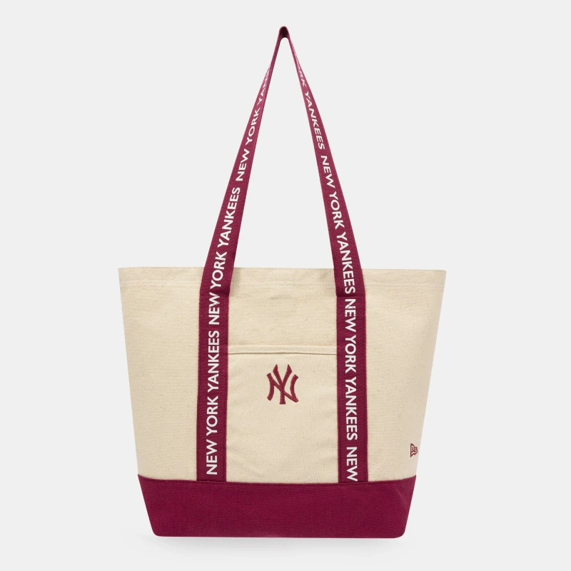 Image of New Era Womens Canvas Strap Tote Bags NY Cream/Red female One Size