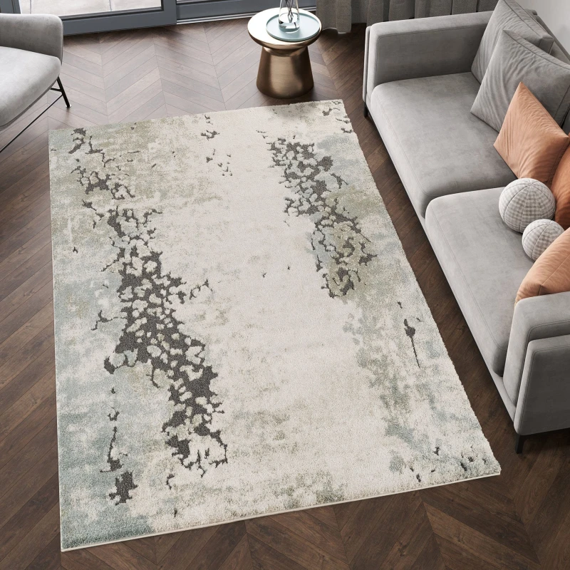 Image of Essence Living Room Area Rug Oragnic Abstract Design Contemporary Hallway Runner Indoor Rug- Sage 60X220
