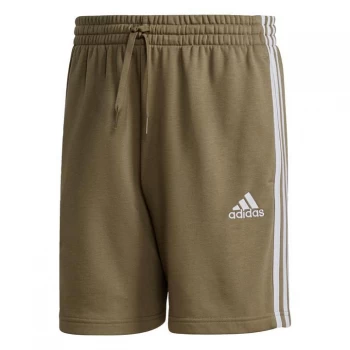 Image of adidas Essentials French Terry 3-Stripes Shorts Mens - Orbit Green / White