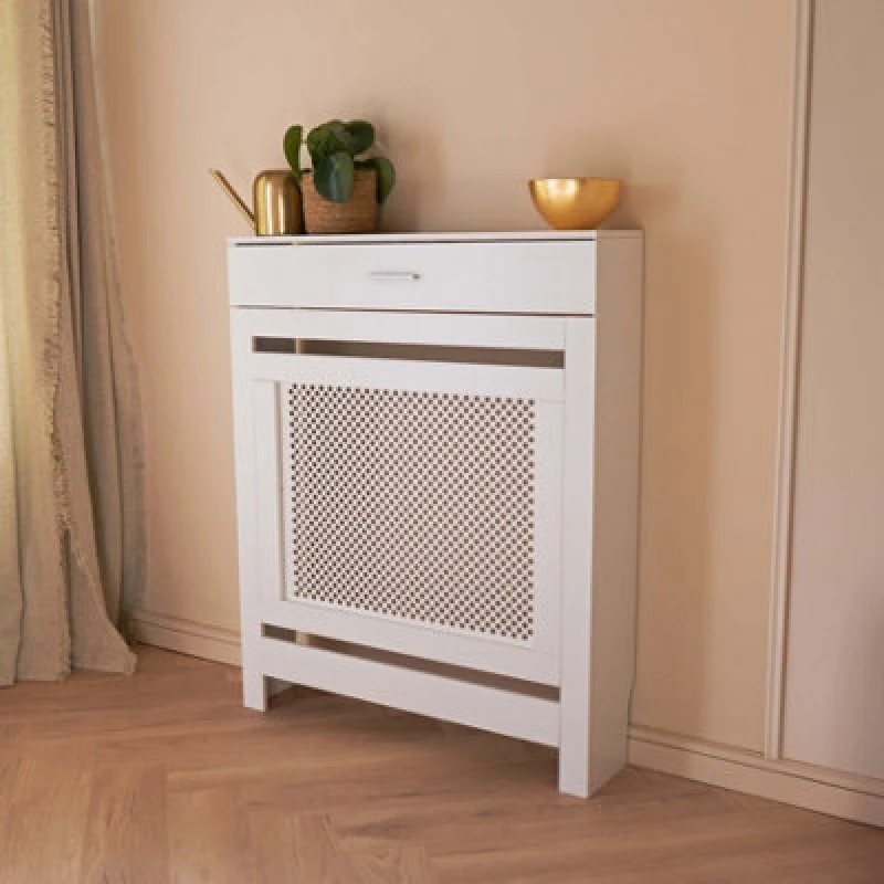 Image of Jack Stonehouse White Radiator Cover With Storage Draw Lattice Diamond Small
