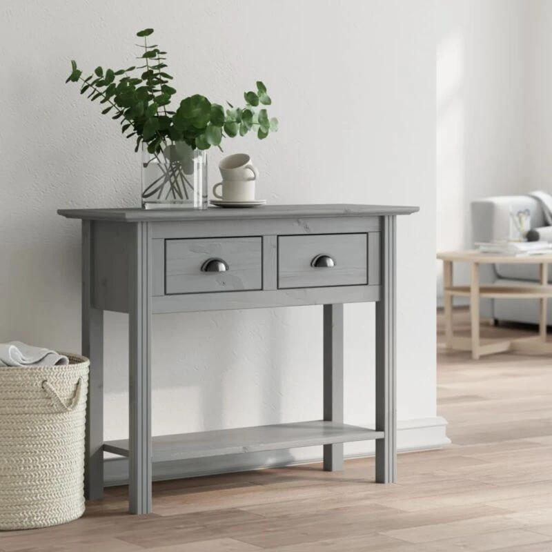 Image of Vidaxl Console Table Bodo Grey 90X34.5X73cm Solid Wood Pine, Grey 355073