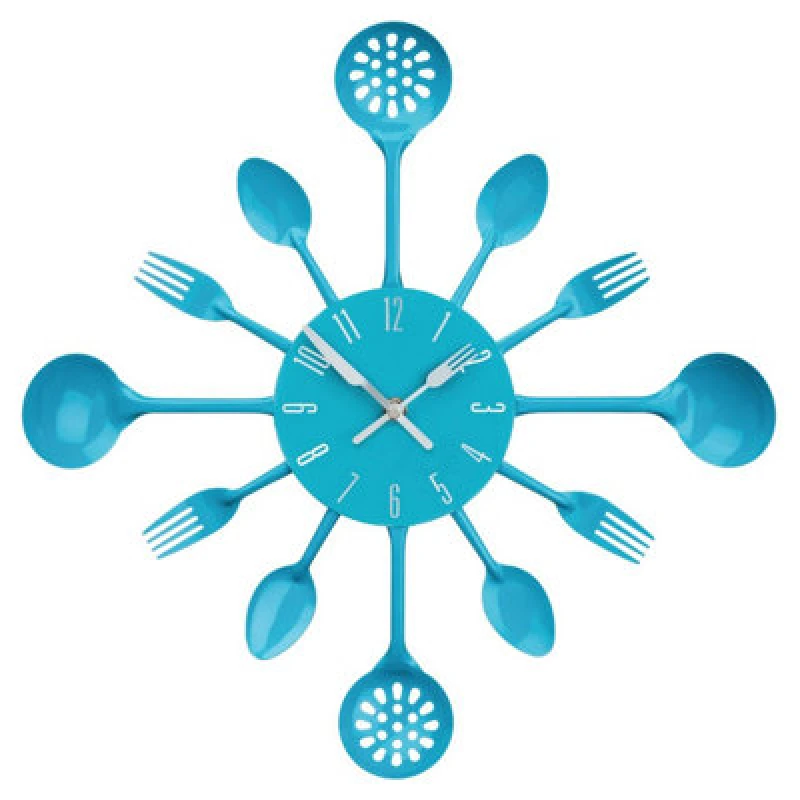 Image of Premier Housewares Maison by Premier Cutlery Metal Wall Clock Blue