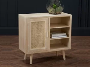 Image of LPD Toulouse Rattan and Oak 1 Door Display Cabinet Flat Packed