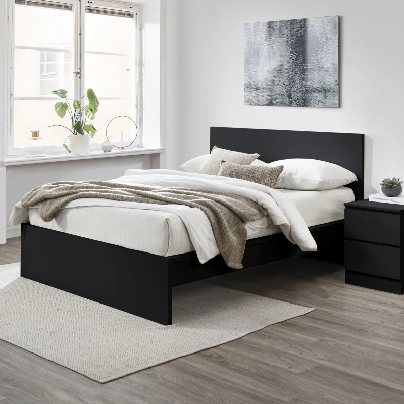 Image of Birlea Oslo 5ft King Size Black Wooden Bed Frame
