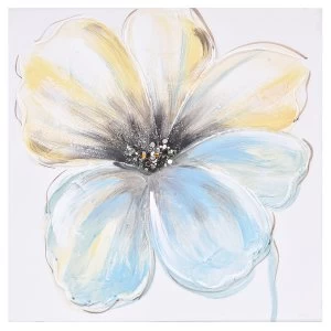 Image of Innova Hand-Painted 3D Canvas Turquoise Flower - 40 x 40 cm