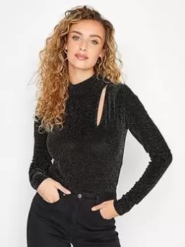 Image of Long Tall Sally Glitter Fabric Top - Black, Size 14, Women