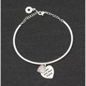 Image of Hanging Heart Platinum Plated Bangle Mum