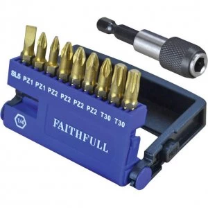 Image of Faithfull 10 Piece Diamond S2 Torsion Screwdriver Bit Set