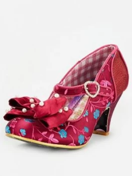 Image of Irregular Choice Snow Drop Floral And Pearl Heeled Shoe - Bordo