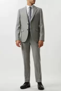 Image of Mens Slim Fit Light Grey Crosshatch Tweed Suit Jacket