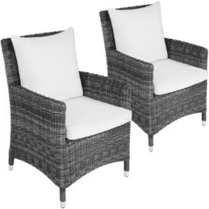 Image of Garden chair Sanremo set of 2 - outdoor seating, garden seating, rattan chair - grey/white