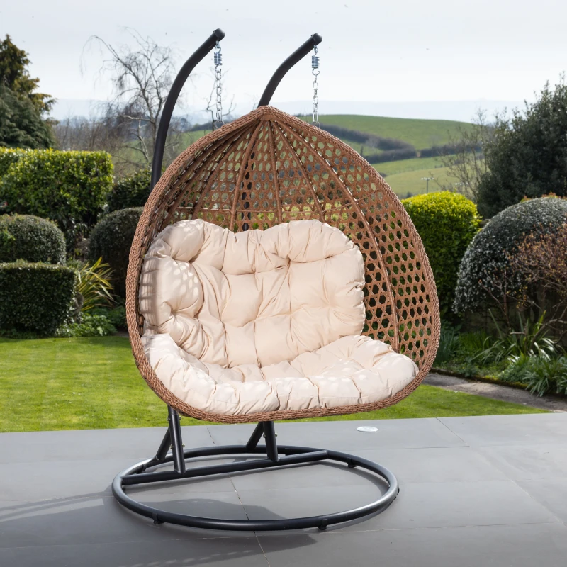 Image of Artemis Home Henley Double Swing Egg Pod Chair in Cream Cream Unisex