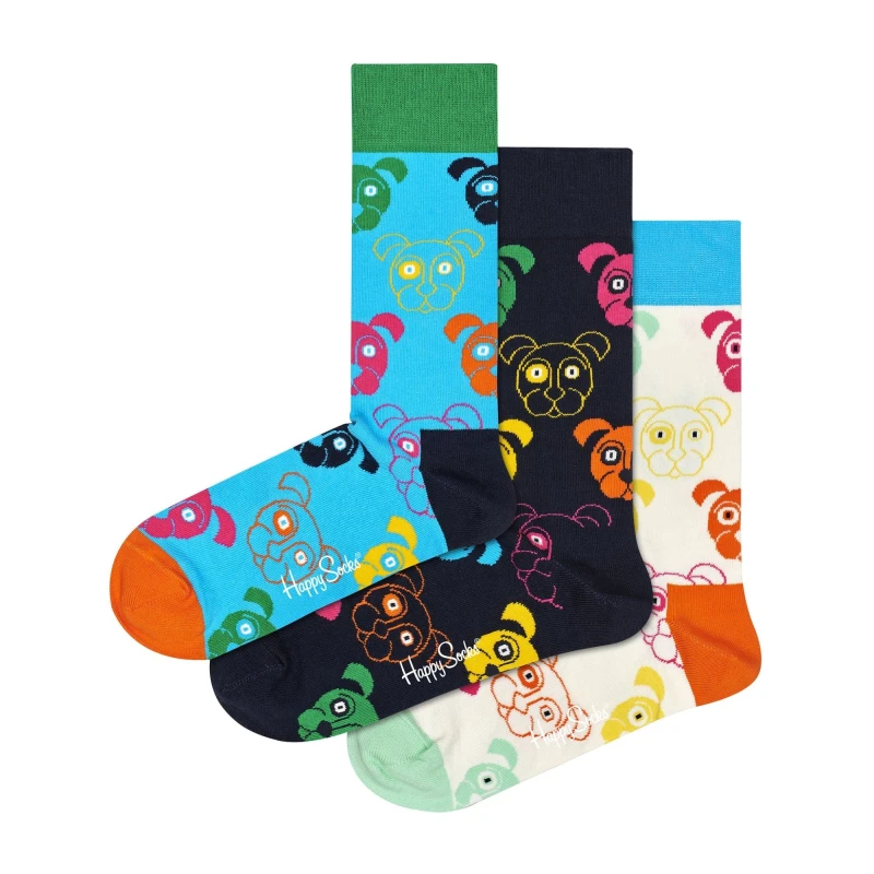 Image of Happy Socks Happy Socks Men 3 Pack & Mixed Dog Socks Gift Set Size: 4-7 Multi 4-7 Male 7333102533736