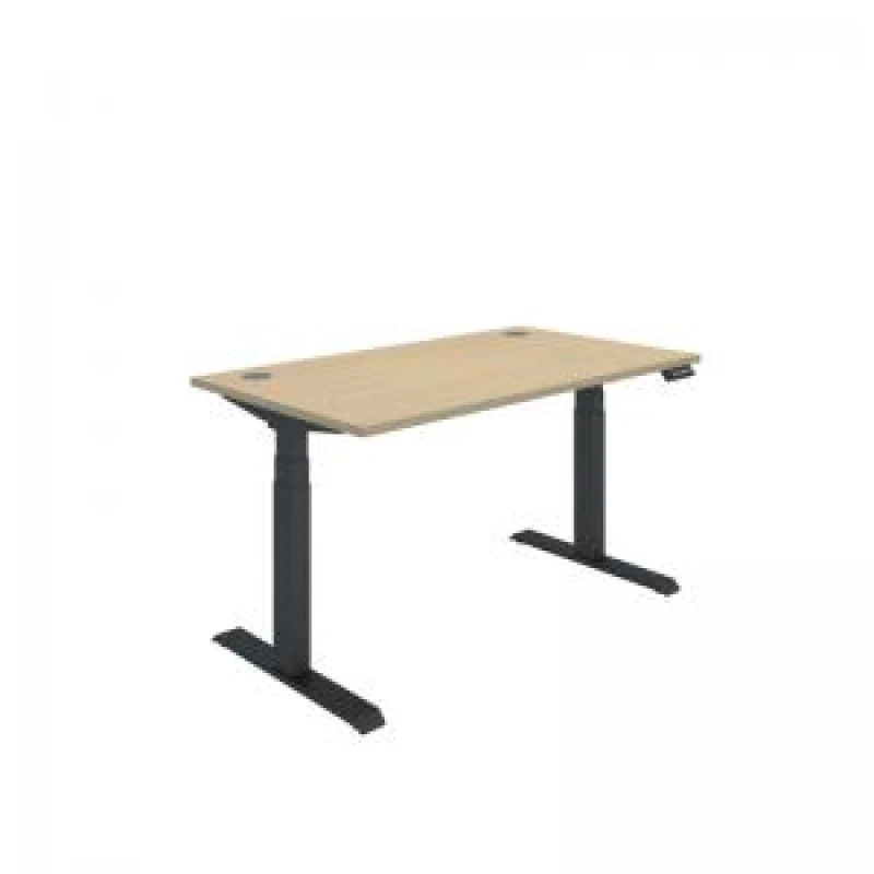 Image of Polaris Dual Motor Sit/Stand Desk 1400x800 Oak/Black KF800116