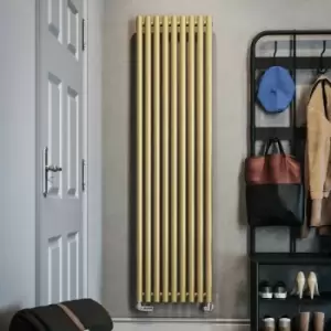 Image of Brass Horizontal Designer Radiator Oval Column Central Heating Rads 1800 x 480mm - Brass