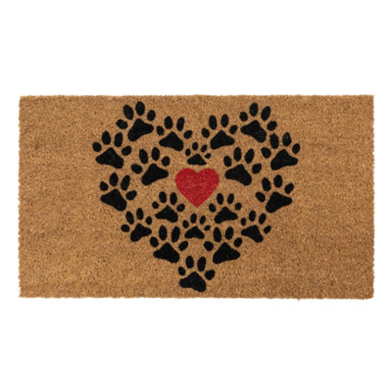 Image of Jvl Eco-Friendly Latex Backed Coir Entrance Doormat, 40X70Cm - Heart Paws