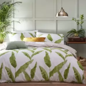 Image of Furn. Plantain Single Duvet Cover Set Cotton Polyester Natural / Green