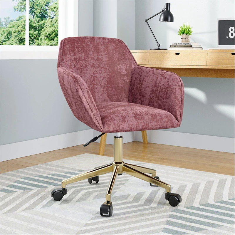 Image of Kabinet UK Velvet Upholstered Home Office Swivel Task Chair Pink unisex One size
