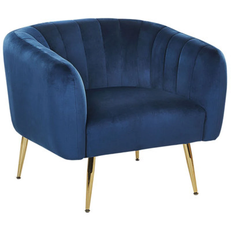 Image of Beliani Armchair Laconia Velvet Dark Blue