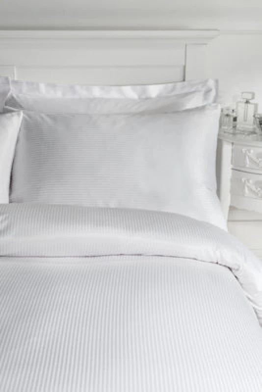 Image of Catherine Lansfield Catherine Lansfield Satin Stripe 300 Thread Count Cotton' Standard Pillowcases in White White One Size Unisex 5012601435261