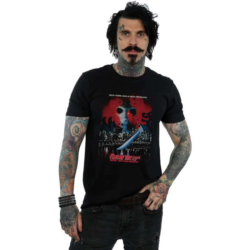 Image of Friday the 13th Mens Jason Takes Manhattan T-Shirt in Black Size: Small Black Male S