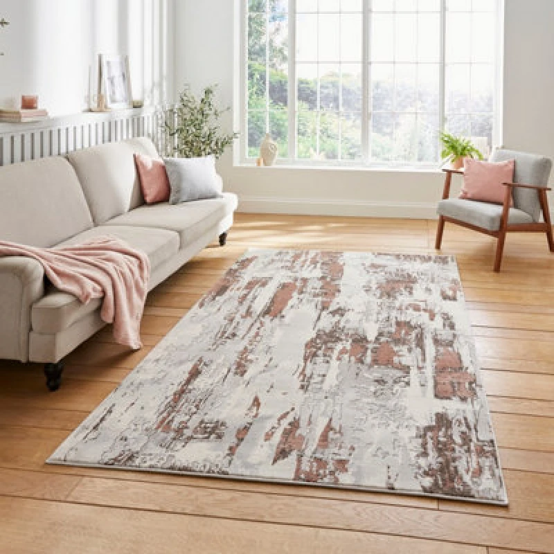 Image of Apollo Marble Effect Rug Rose