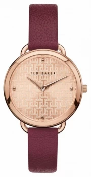 Image of Ted Baker Womens Hettie Burgundy Leather Strap Rose Watch