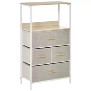 Image of Homcom 4 Drawer Storage Chest Unit With Display Shelves White And Light Grey
