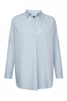 Image of French Connection Rhodes Poplin Pop Over Shirt Blue