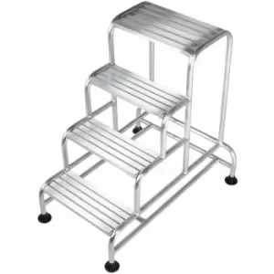 Image of Loops - 1m Tall Stable Steps Sturdy Aluminium Frame 500mm Wide 4 Tread Step Ladder
