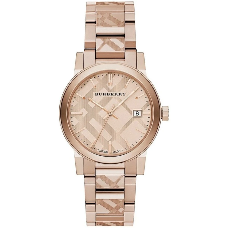 Image of Burberry BU9039 Rose GoldTone Dial Stainless Steel Unisex Watch