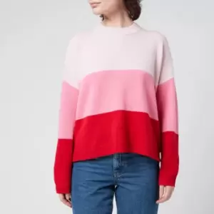 Image of Whistles Womens Stripe Knitted Wool Sweater - Pink - L