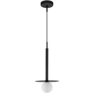 Image of Kentucky Globe Pendant Ceiling Light Sandy Black Metal Opal Glass LED G9W 1x5W - Merano