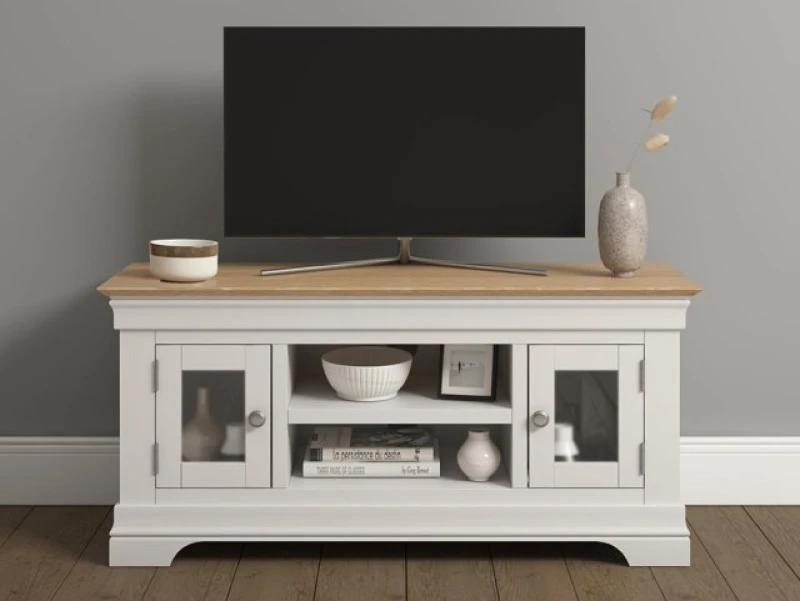 Image of Seconique Bordeaux Ivory and Oak 2 Door Small TV Cabinet Assembled