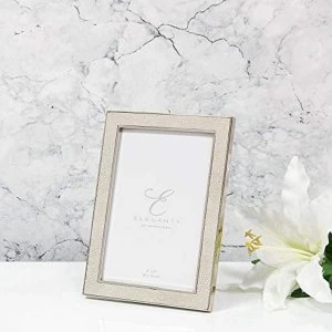 Image of 4" x 6" - Elegance Nickel Plated Cream Faux Shagreen Frame