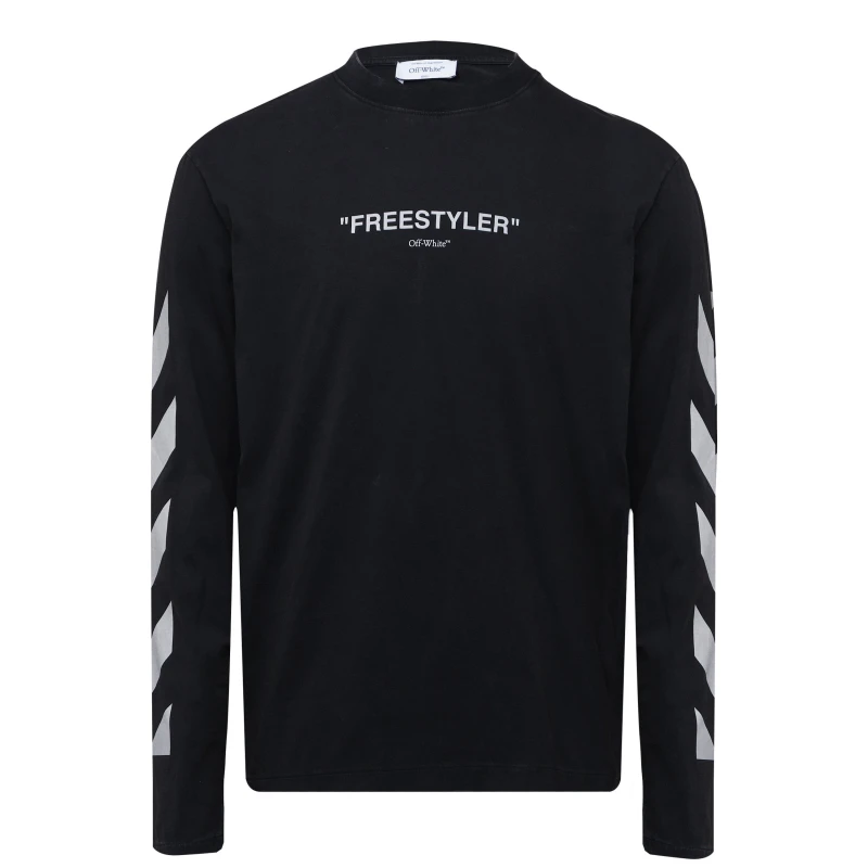 Image of Off White Mens Ecm Long Sleeve T-Shirt Black - White male L
